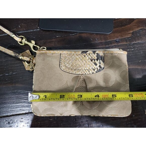 Coach Small "C" Signature Canvas Wristlet with Snakeskin Trim-EUC - Picture 4 of 8